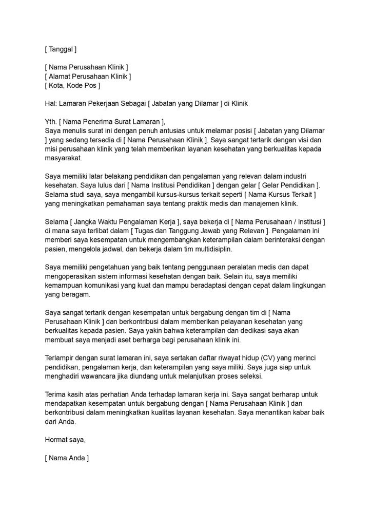 Contoh Surat Lamaran Kerja Di Rumah Sakit Lengkap Dengan Tips Dan Syaratnya Blog Pintarnya