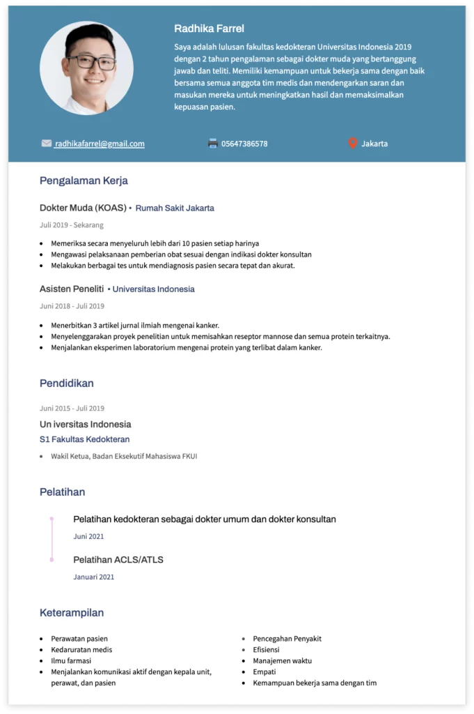 contoh cv dokter freshgraduate