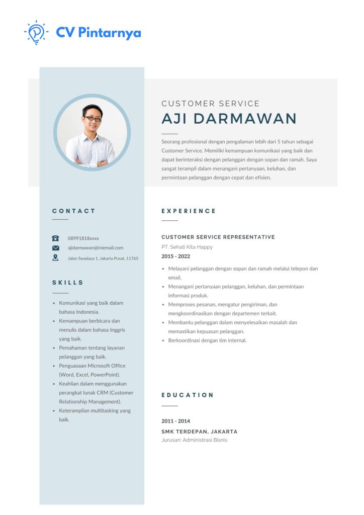 Contoh CV Customer Service Aji Dermawan