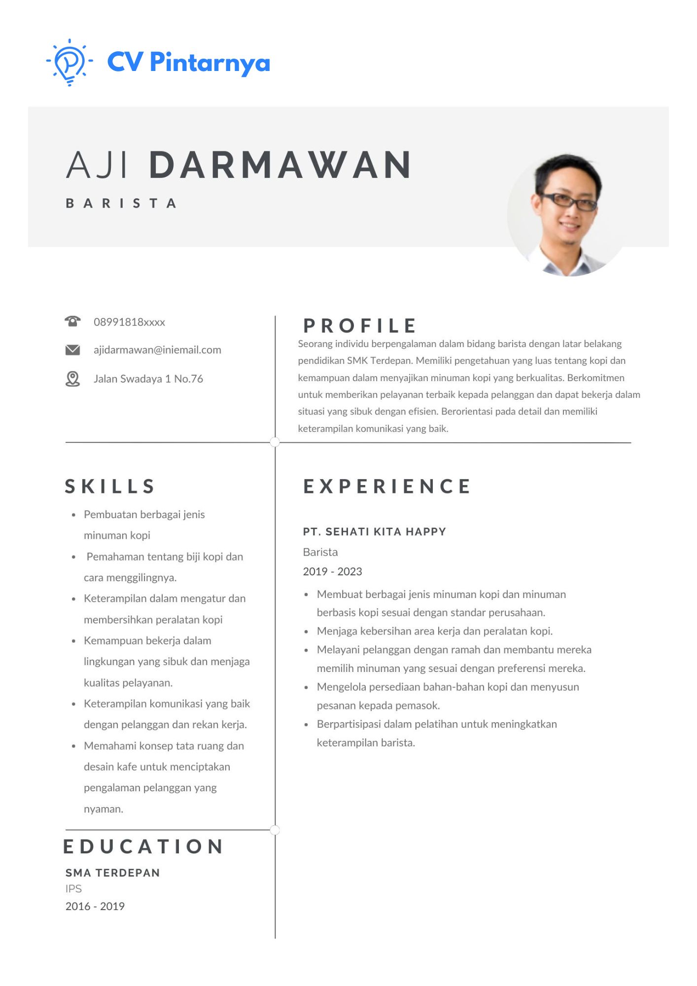 Inilah Contoh CV Barista yang Menarik dan Wajib Dicoba