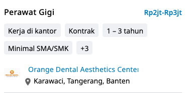 Gaji Perawat Gigi di Orange Dental Aesthetics Center