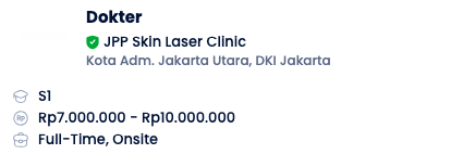 Gaji Dokter di JPP Skin Laser Clinic