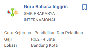gaji guru bahasa asing SMK Prakarya Internasional