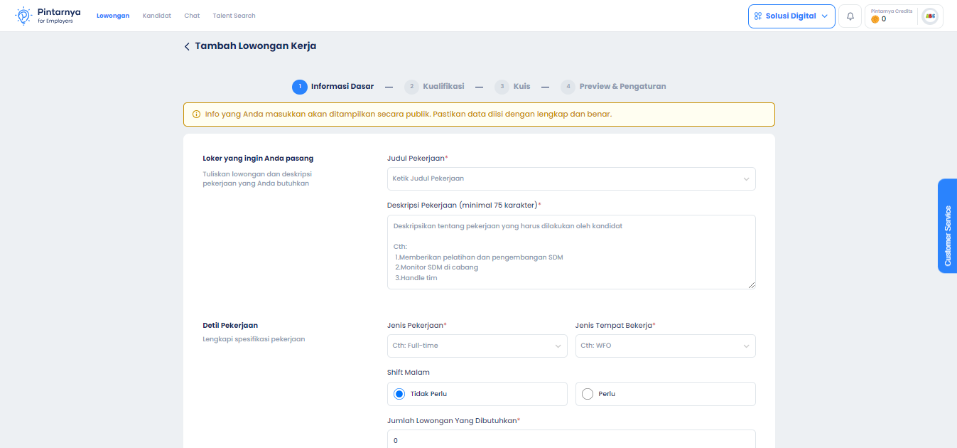 Cara Pasang Lowongan Kerja Di Pintarnya, Mudah Dan Berkualitas